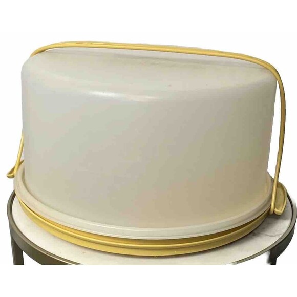 Tupperware‎ Cake Taker Carrier Bake Holder Harvest Gold Handle Lid Vintage1258-5 - Picture 5 of 6